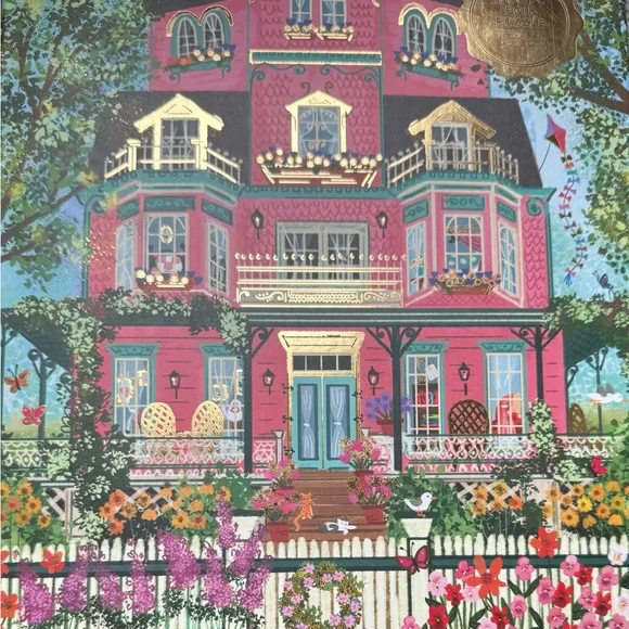 Galison Capeside Victorian 1000 Piece Foil Puzzle by Joy Laforme Complete - Picture 3 of 6